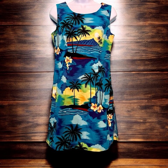 Pacific Legend Dress. Made in Hawaii. 100% Cotton. Size M. Palm Trees. Ocean. - Picture 9 of 9